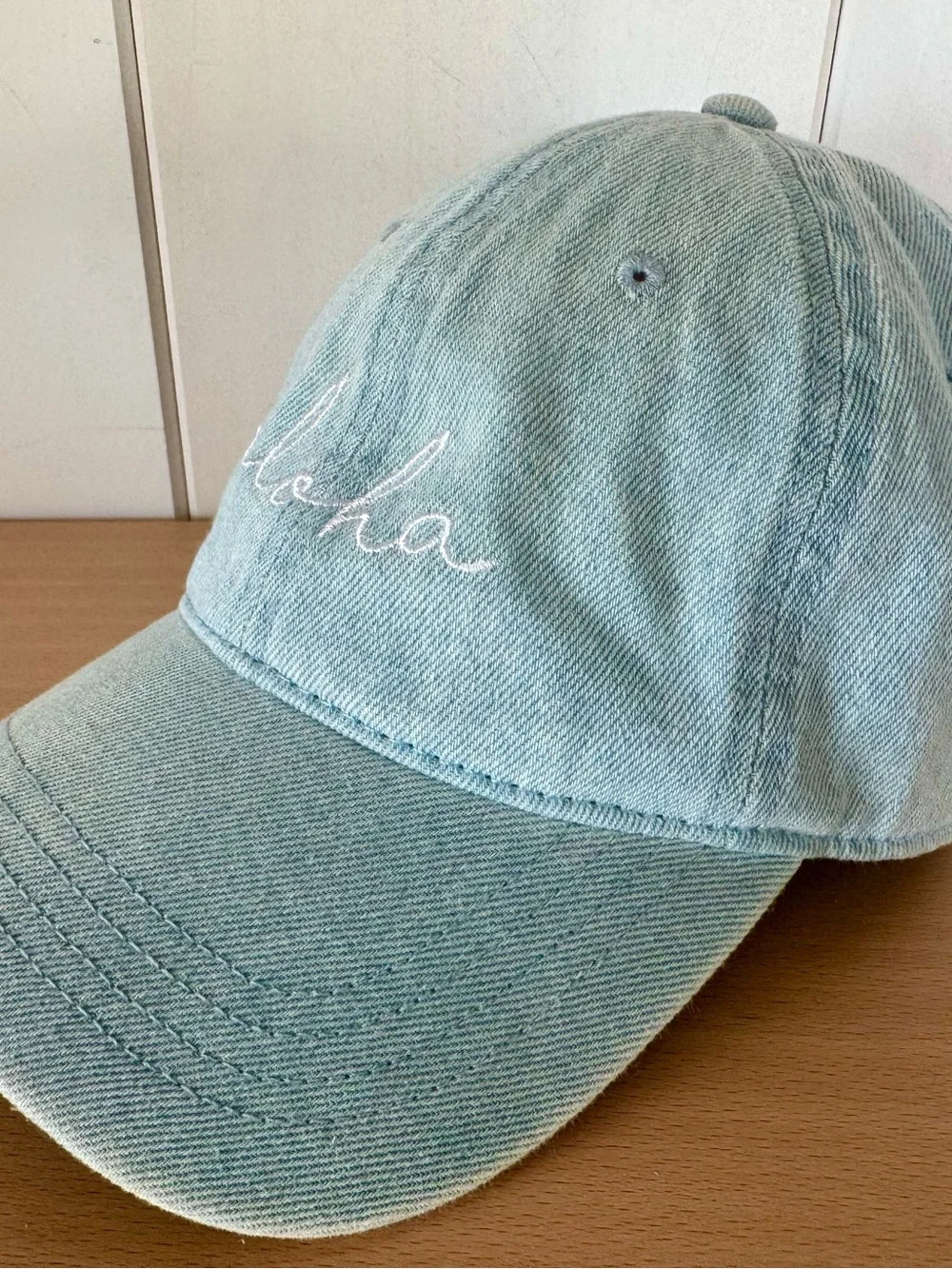 Denim “Aloha” Embroidered Baseball Cap